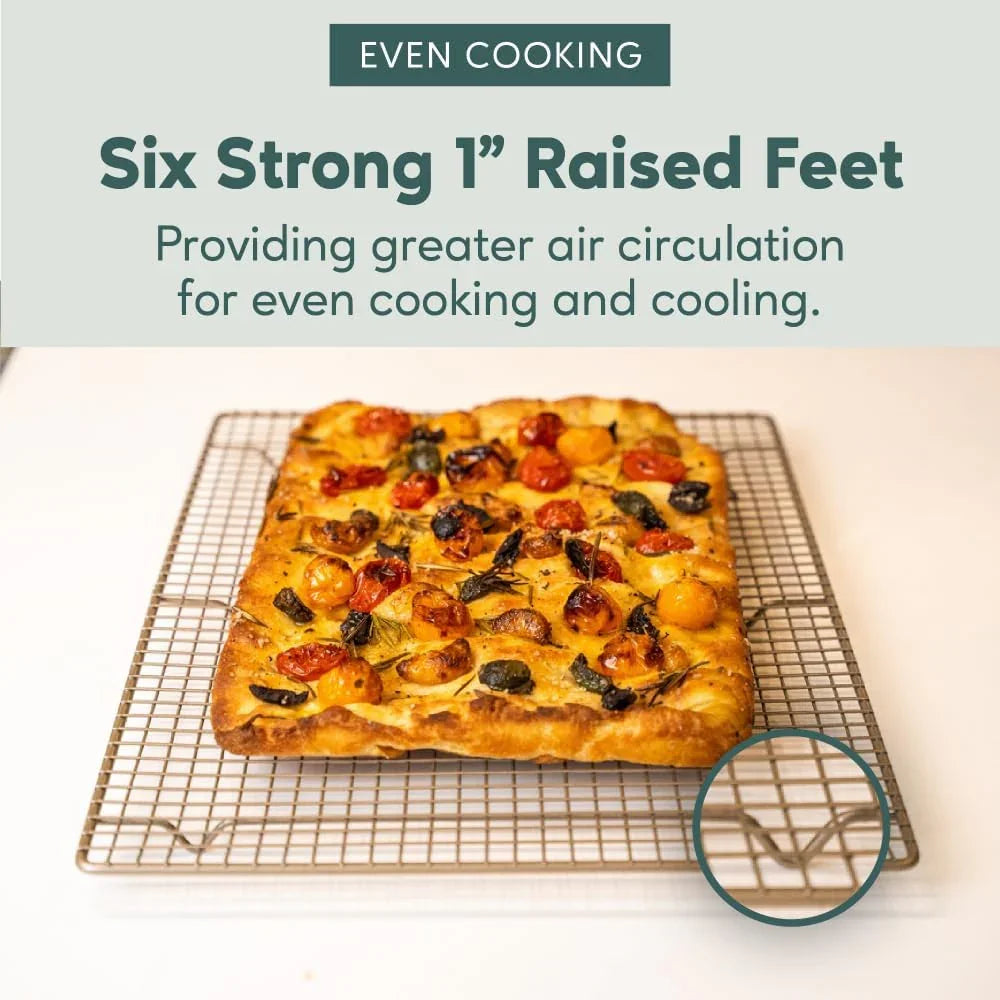 Oven-Safe, Dishwasher-Safe 100% Stainless Steel Cooling and Baking Rack Set Heavy Duty Tight-Wire - 11.5 X 16.5-Inch - Set of 2 - Half Sheet Pan Cooling Racks