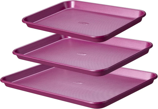 3-Piece Baking Pan Set - Bakeware Set, Baking Sheet Set Including 13 Inch 15 Inch 17 Inch Sheet Pan, Cookie Sheet for Baking, Royal Violet