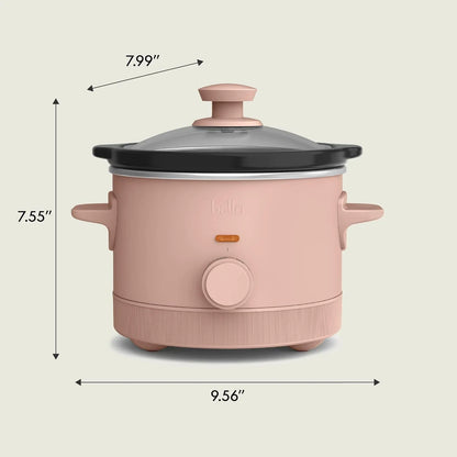 1.5 Qt Slow Cooker with 3 Heat Manual Control, Ceramic Nonstick Coating, Dishwasher Safe Stoneware Pot and Tempered Glass Lid, Tangle Free Cord Wrap & Cool Touch Handles, Blossom