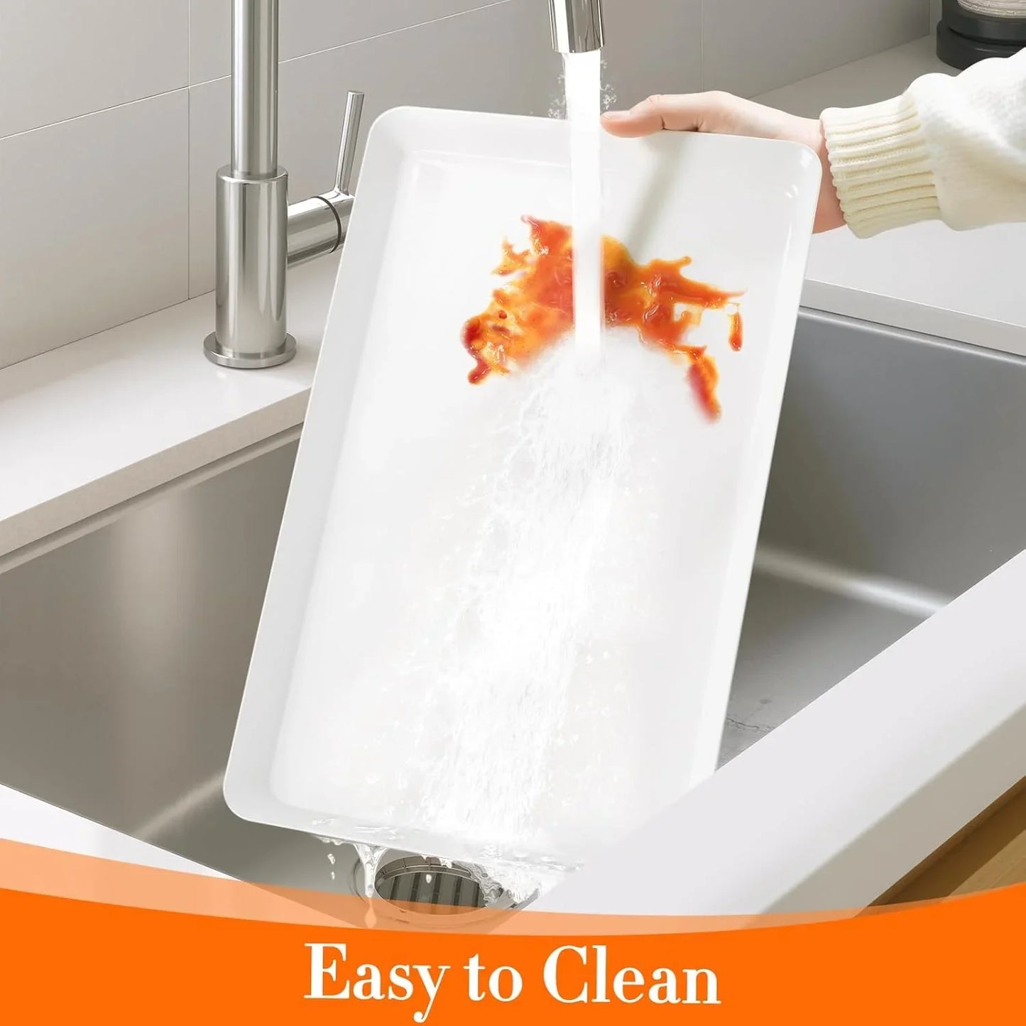 4 Pcs Serving Tray for Entertaining, Grilling BBQ Accessories, Serving Platters for Snacks, Fruit, Reusable Plastic Trays for Serving Food and Pantry Organization in Kitchen & for Easterparties