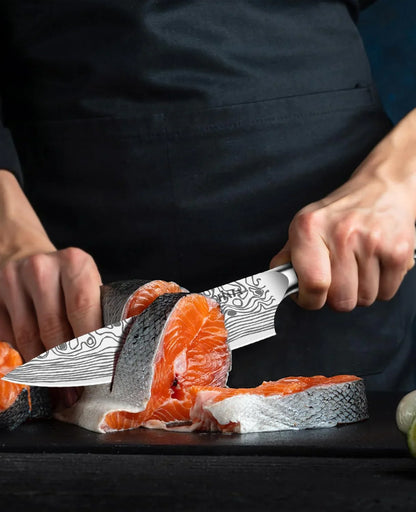 8" Super Sharp Professional Chef'S Knife with Finger Guard and Knife Sharpener, German High Carbon Stainless Steel EN1.4116 with Micarta Handle and Gift Box