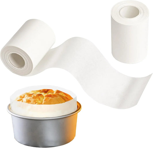 Baking Parchment Paper Side Liners - 2.95 in X 131.23 Ft Cake Pan Side Liner Roll Parchment Paper Strips for round Cake Pans, Cheesecake Springform Pan, Heat Resistant Kitchen Paper