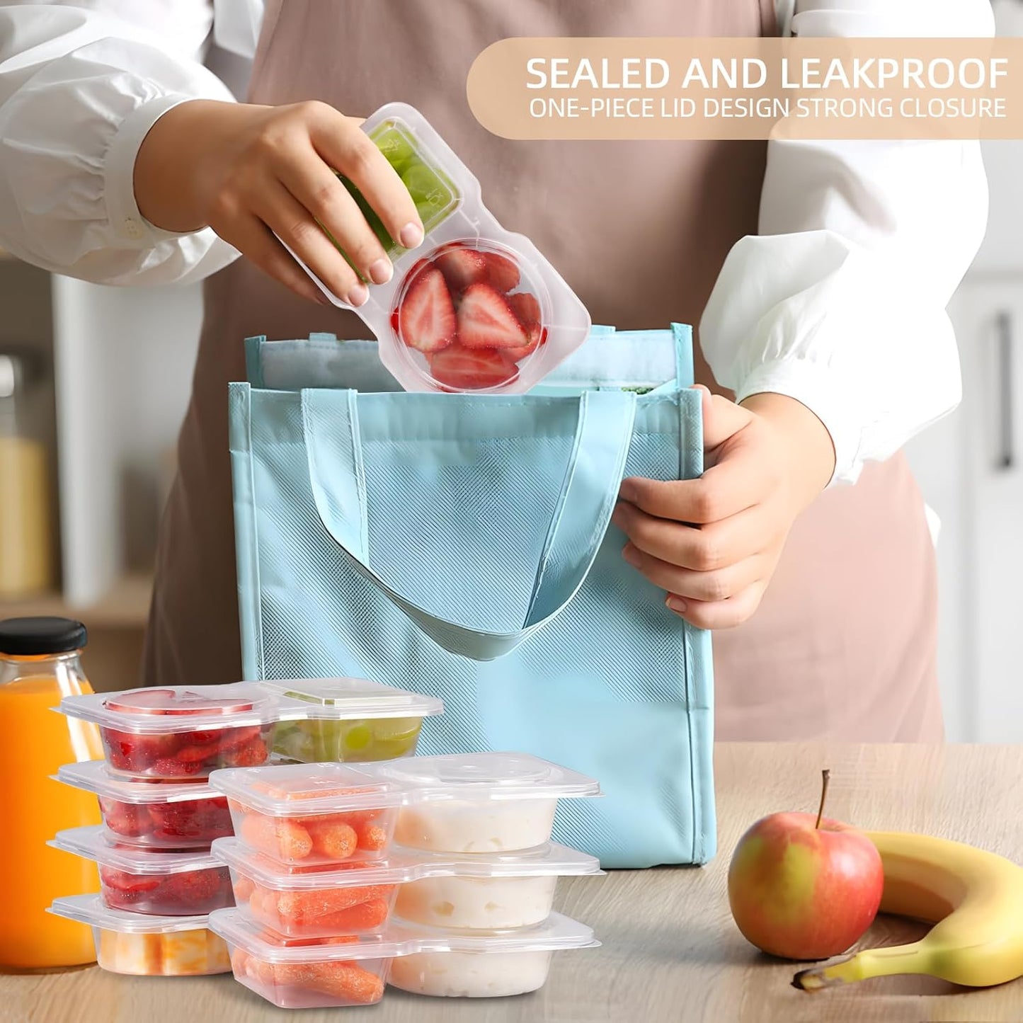 Reusable Snack Containers with Lids: Snack Pack Containers 20Pcs - Snackle Box Container Portion Control - Meal Prep Containers - Double Compartment Snack Containers for Travel - Camping Essentials