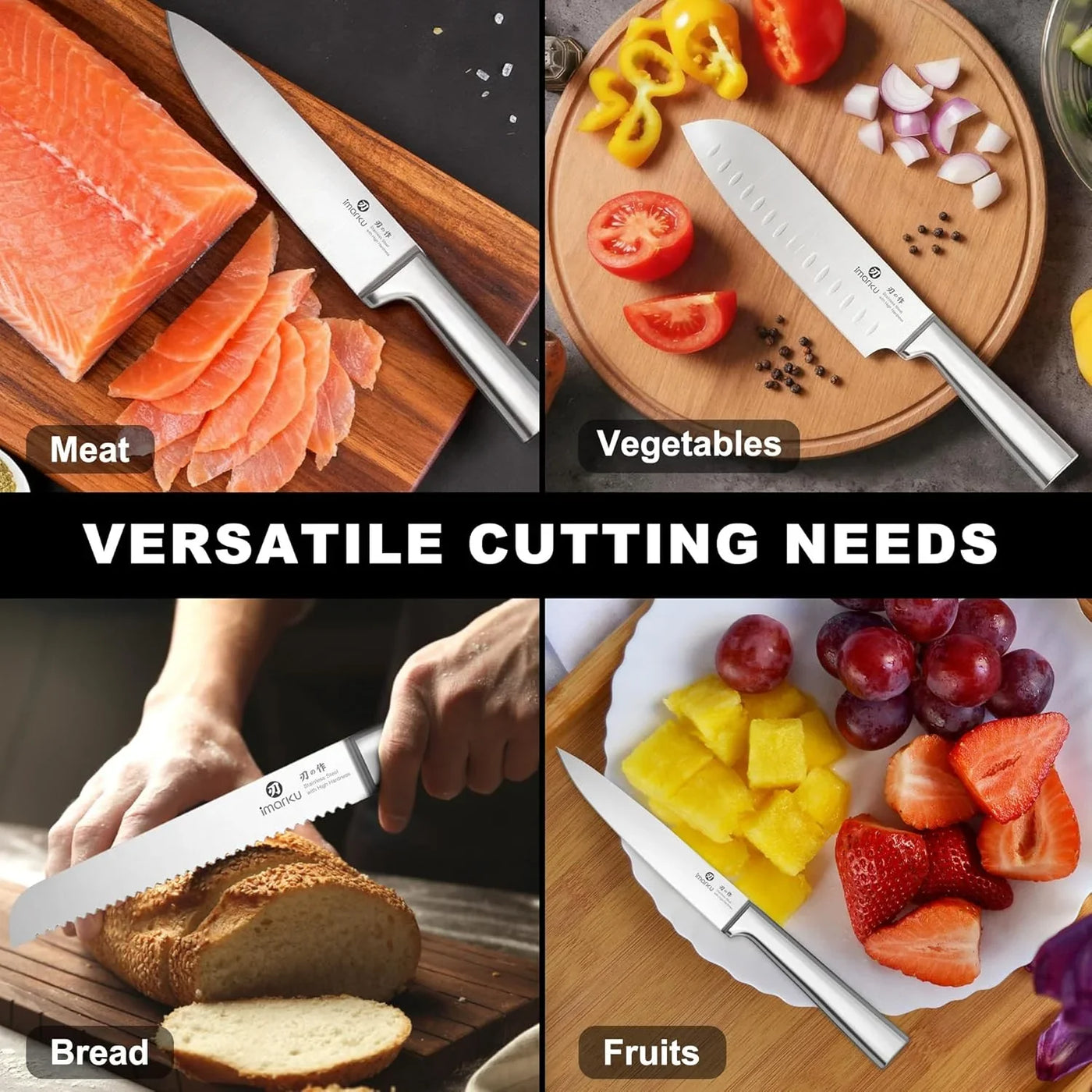 Knife Set - Kitchen Knife Set 15 Pieces Japanese Stainless Steel Knife Block Set with Sharpener - Dishwasher Safe Kitchen'S Knives - Ultra Sharp Chef Knife Set for Kitchen