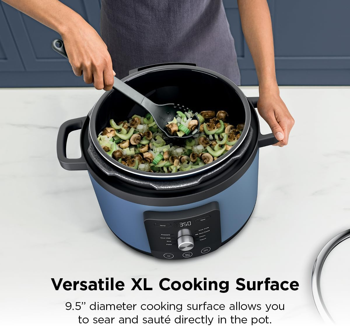 Hyperheat 9-In-1 6.5-Qt Pressure Cooker | Steams, Slow Cooks, Sears, Sautés, Sous Vide, Yogurt & More | with Simpliserve Pot | Powerful 1200-Watt | Blue Macaron | PC201