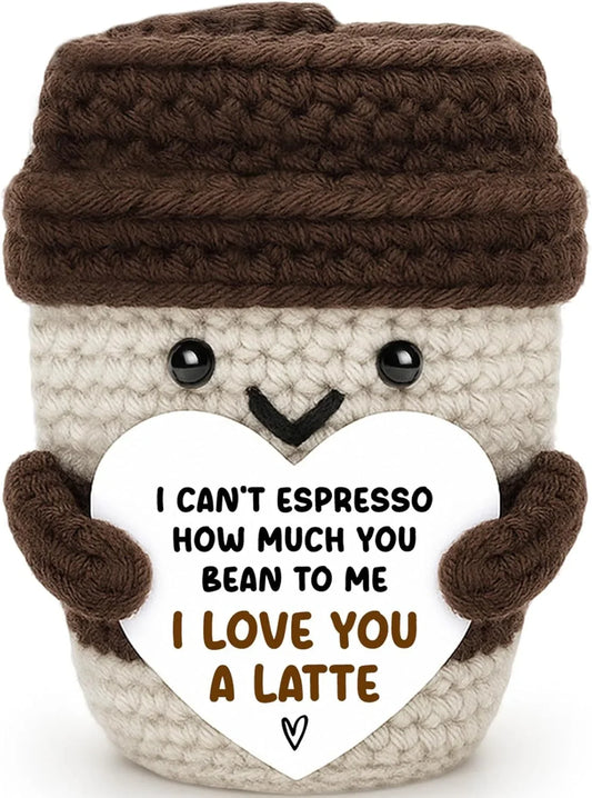 Anniversary Women Men Her Him Gifts for Girlfriend Boyfriend for Wife Husband Birthday Coffee Lover Couple Crochet Coffee Mug Decor I Love You Her Mom Fathers Day