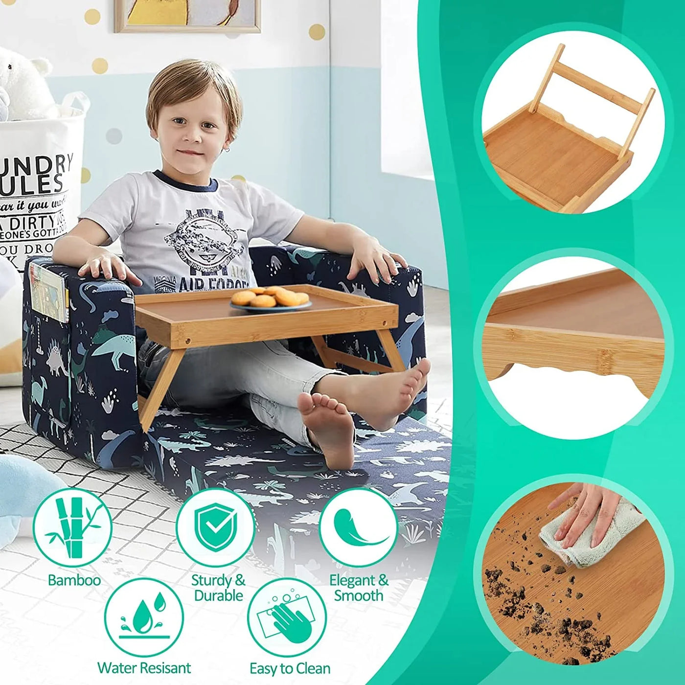 Bed Tray Table with Folding Legs,Bamboo Breakfast in Bed for TV Table, Laptop Computer Tray,Eating,Snack Tray(Bamboo)