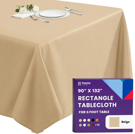 Rectangle Tablecloth - 90 X 132 Inch Burgundy Table Cloth for 6 Foot Tables with Floor-Length Drop - Heavy Duty Washable Fabric for Holiday Party, Dinner, Weddings & Baby Shower