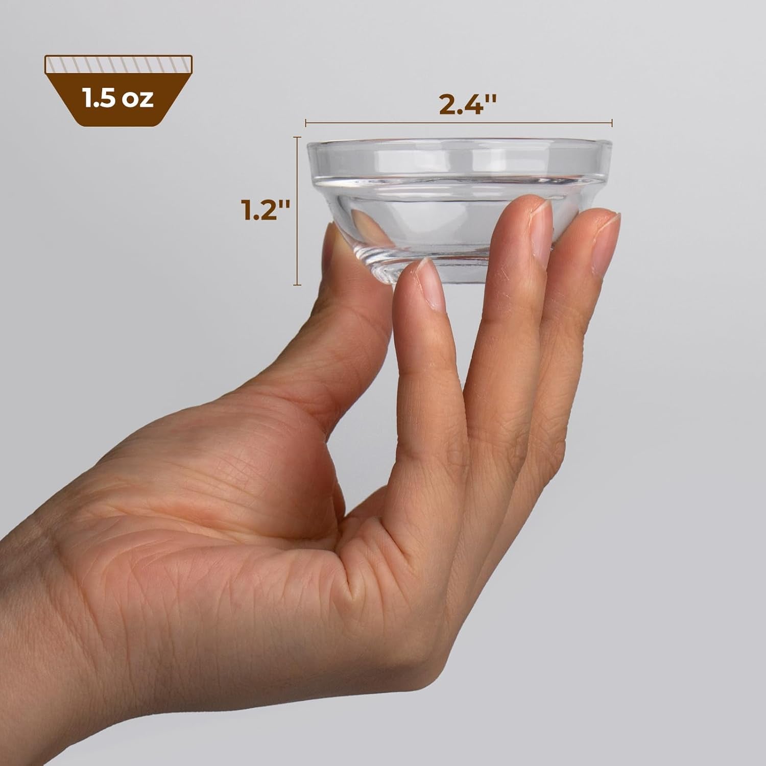 1.5 Oz Clear Glass Bowl, Mini Prep Dish for Salt and Spices, Dishwasher and Microwave Safe, Stackable, Set of 6