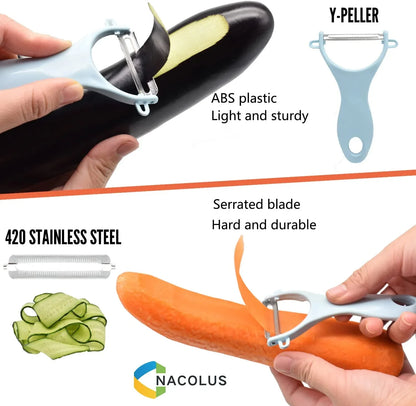 5 in 1 Mandoline Slicer for Kitchen, Vegetable Slicer Multi Blade Potato Chip, Veggie Shredder, Vegetable Cutter, Julienne Shredder and Peeler for Small Job in Kitchen Blue
