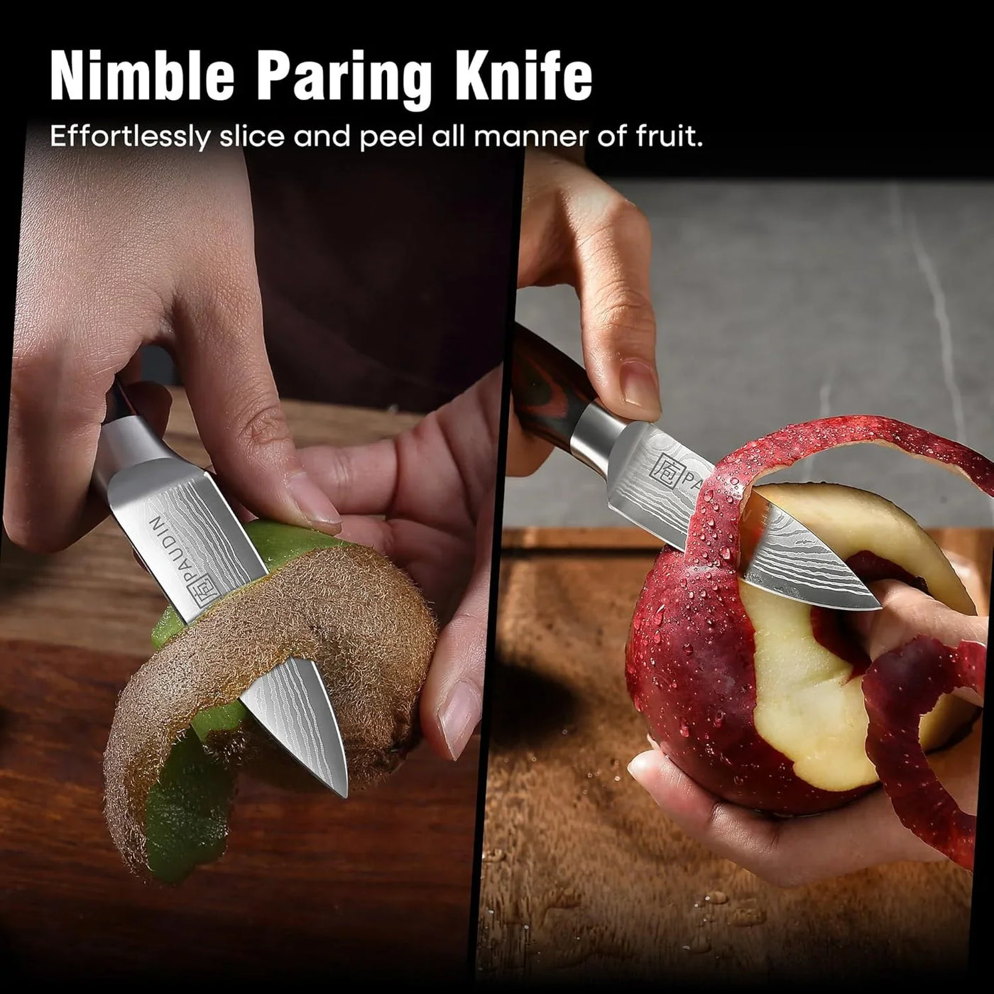 Paring Knife, 3.5 Inch Fruit Knife, High Carbon 5Cr15Mov Stainless Steel Forged Paring Knife, Ultra Sharp Small Kitchen Knife, Ergonomic Wooden Handle with Elegant Gift Box
