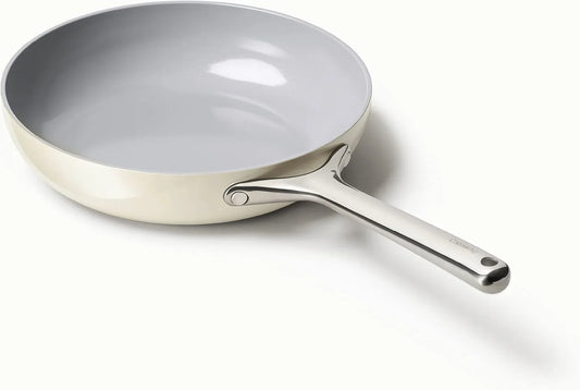 Nonstick Ceramic Frying Pan (2.7 Qt, 10.5") - Non Toxic, PTFE & PFOA Free - Oven Safe & Compatible with All Stovetops (Gas, Electric & Induction) - Cream