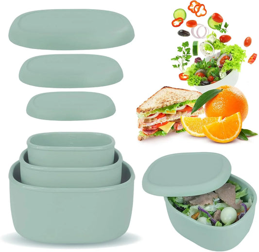 Silicone Food Storage Containers Set of 3 Lunch Box Bento with Lids BPA Free Dishwasher Microwave Oven Freezer Safe (6.7Oz, 10Oz, 20Oz)
