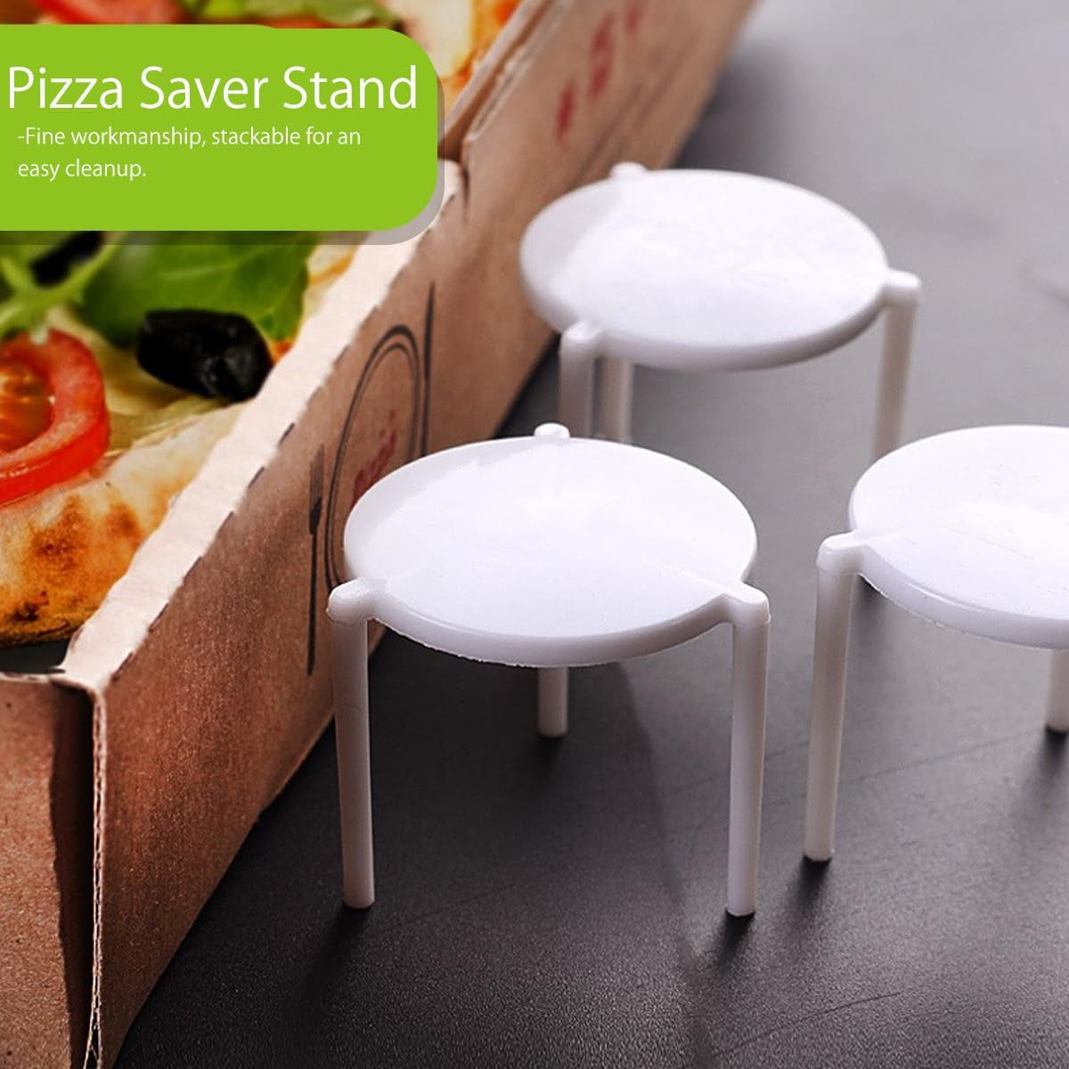100Pcs Stand White Plastic Pizza Tripod Stack for Restaurant Container Pizza Boxes