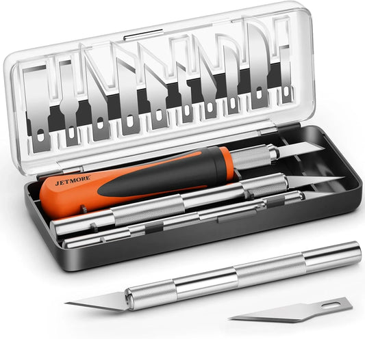 16 Pcs Exacto Knife Set, 3 Craft Knife and 13 SK5 Steel Blades, Precision Hobby Knife for Carving, Modeling, DIY, Scrapbooking, and Art Projects