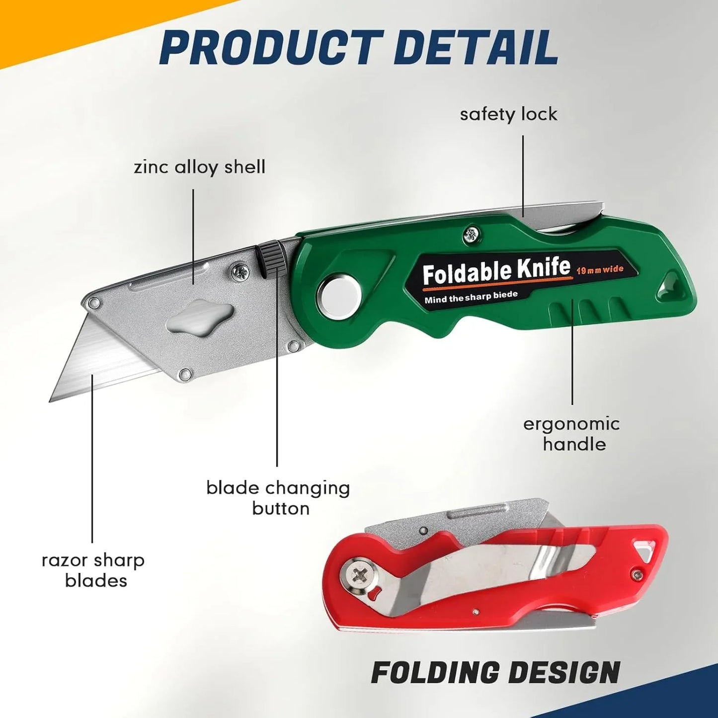 40 Pcs Folding Utility Knives Bulk with 80 Replacement Blades Heavy Duty Box Cutter with Safety Lock Folding Utility Razor Knives Retractable Mechanism Paper Cutter, Multicolor