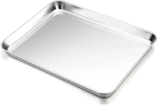 16 Inch Baking Cookie Sheet, Oven Pan Tray Stainless Steel Sheet Pan for Kitchen, Oven Bakeware for Multi Uses, Shiny Look & Dishwasher Safe, Healthy & Heavy Duty, 1Pc
