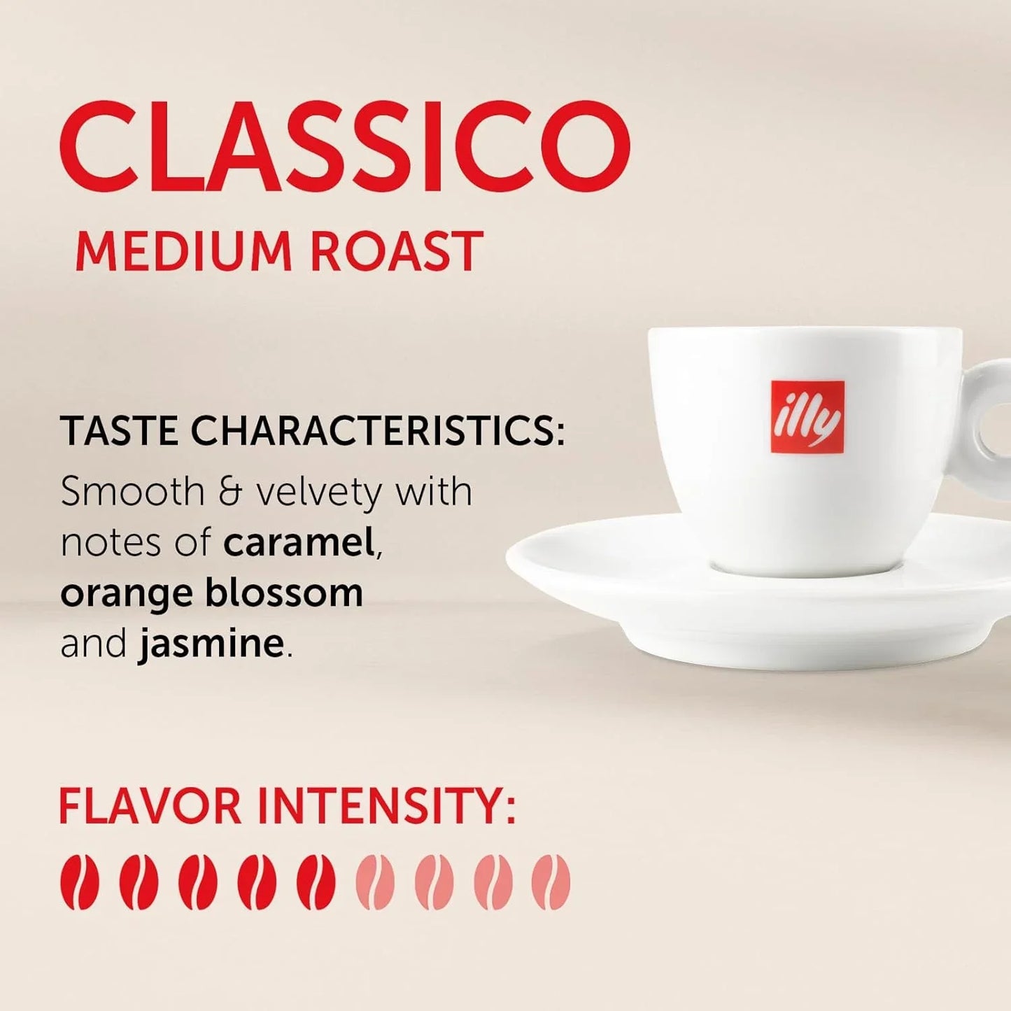 Classico Ground Espresso Coffee, Medium Roast Roast with Notes of Chocolate & Caramel, 100% Arabica, 8.8 Ounce (Pack of 1)