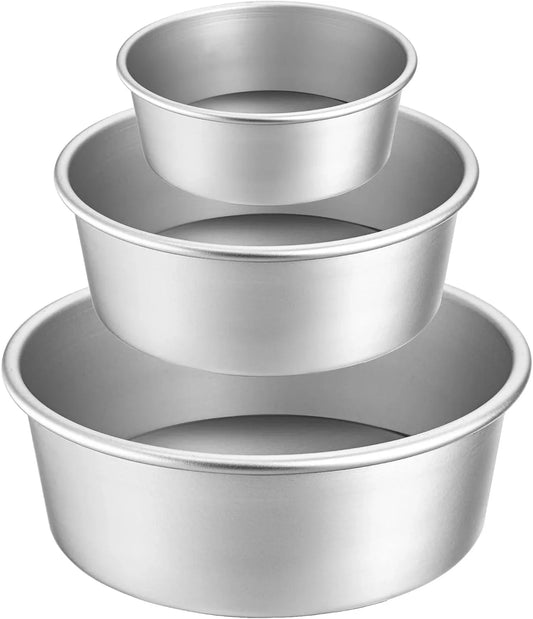 round Cake Pan Set - 4" 6" 8" Aluminium Cake Pans with Removable Base round Cake Baking Pans for Wedding Birthday Party