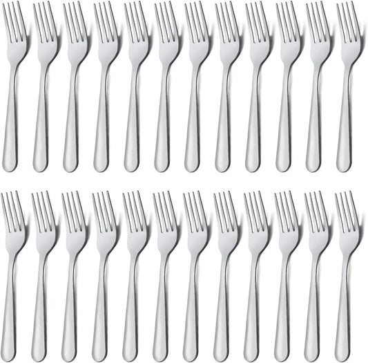 24-Piece Stainless Steel Dinner Forks Silverware - 7.1 Inch Silver Dinner Forks Set of 24, Forks Set, Flatware Forks for Home, Kitchen or Restaurant, Mirror Polished, Dishwasher Safe