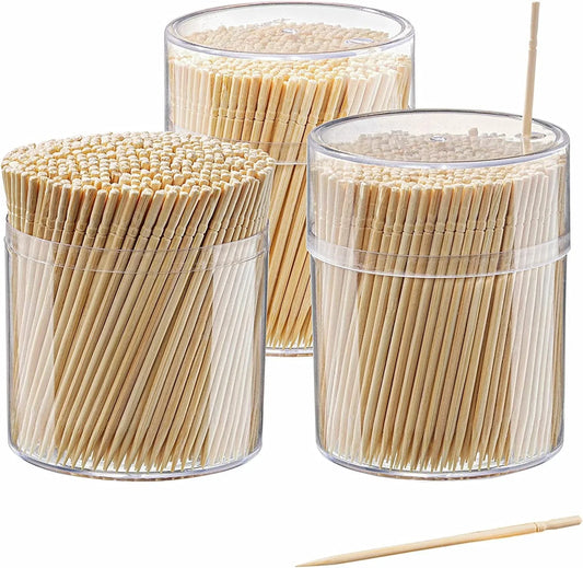 [1500 Count] Bamboo Wooden Toothpicks Wood round Single-Point - (Formerly Comfy Package)