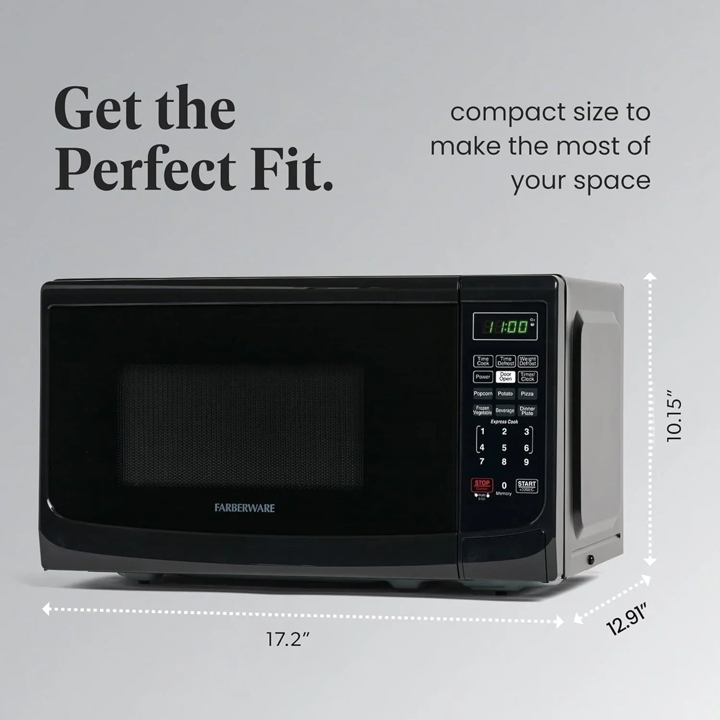 0.7 Cu. Ft. Countertop Microwave Oven – 700 Watts Power, Auto Cook Settings, Defrost, Easy Clean and Child Safety Lock - Black