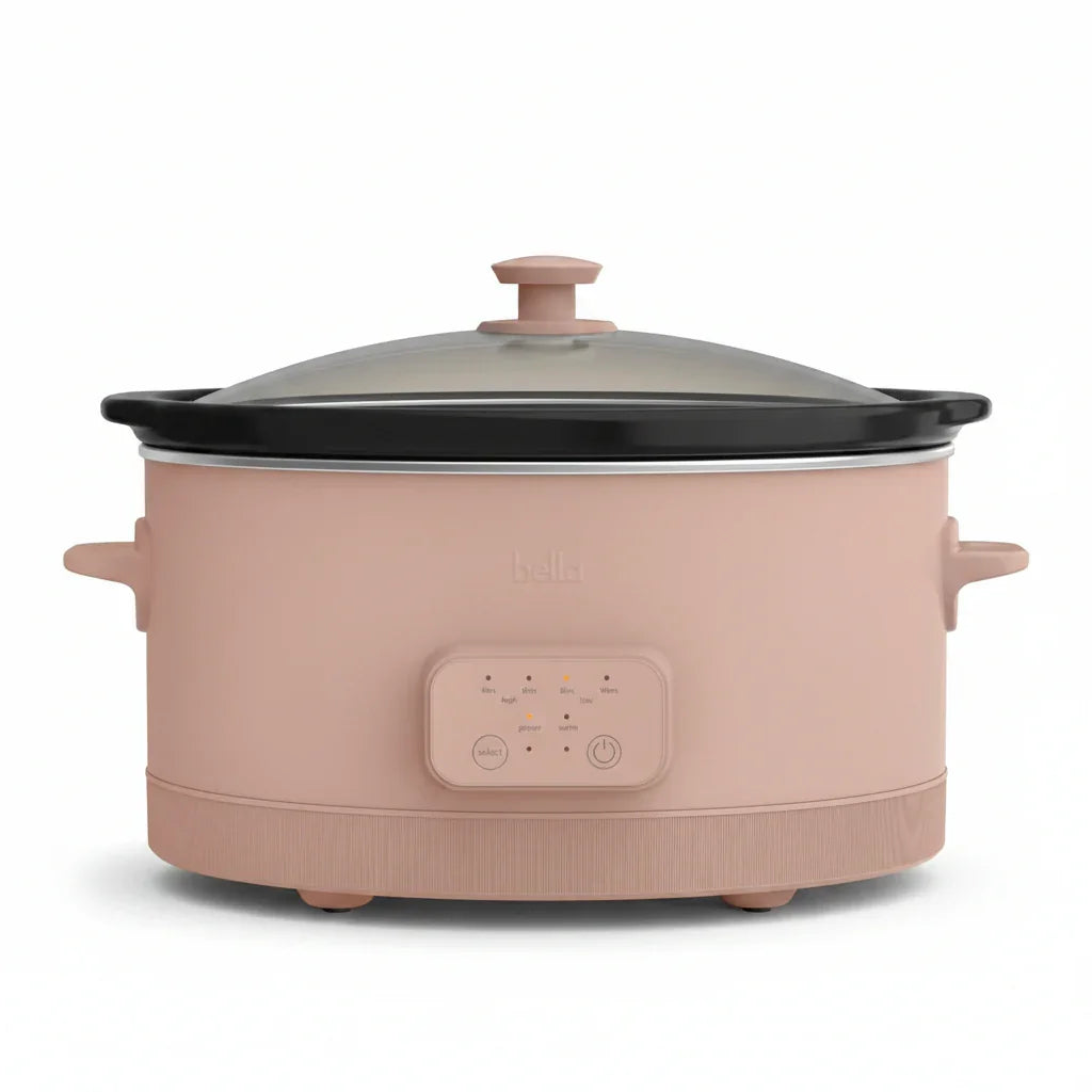 6.0 Qt Programmable Slow Cooker, Ceramic Nonstick Coating, Adjustable Temperature & Cooking Times, Dishwasher Safe Stoneware Pot & Tempered Glass Lid, Tangle Free Cord Wrap, Blossom