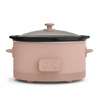 6.0 Qt Programmable Slow Cooker, Ceramic Nonstick Coating, Adjustable Temperature & Cooking Times, Dishwasher Safe Stoneware Pot & Tempered Glass Lid, Tangle Free Cord Wrap, Blossom