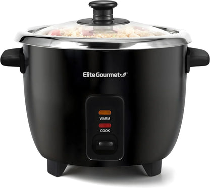 ERC006SS 6-Cup Electric Rice Cooker with Stainless Steel Inner Pot, Makes Soups, Stews, Porridges, Grains and Cereals, 6 Cup (3 Cups Uncooked), Black