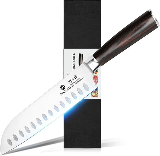 Santoku Knife-Super Sharp Chef Knife Made of High Carbon Stainless Steel, Kitchen Knife with Ergonomic Handle, Great Sharp Knife on Christmas and Birthday for Her Him