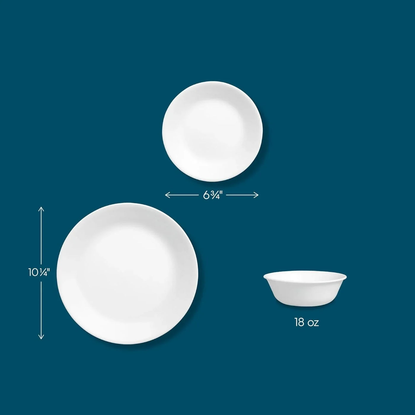 Vitrelle 18-Piece Service for 6 Dinnerware Set Triple Layer Glass and Chip Resistant, Lightweight round Plates and Bowls Set, Winter Frost White