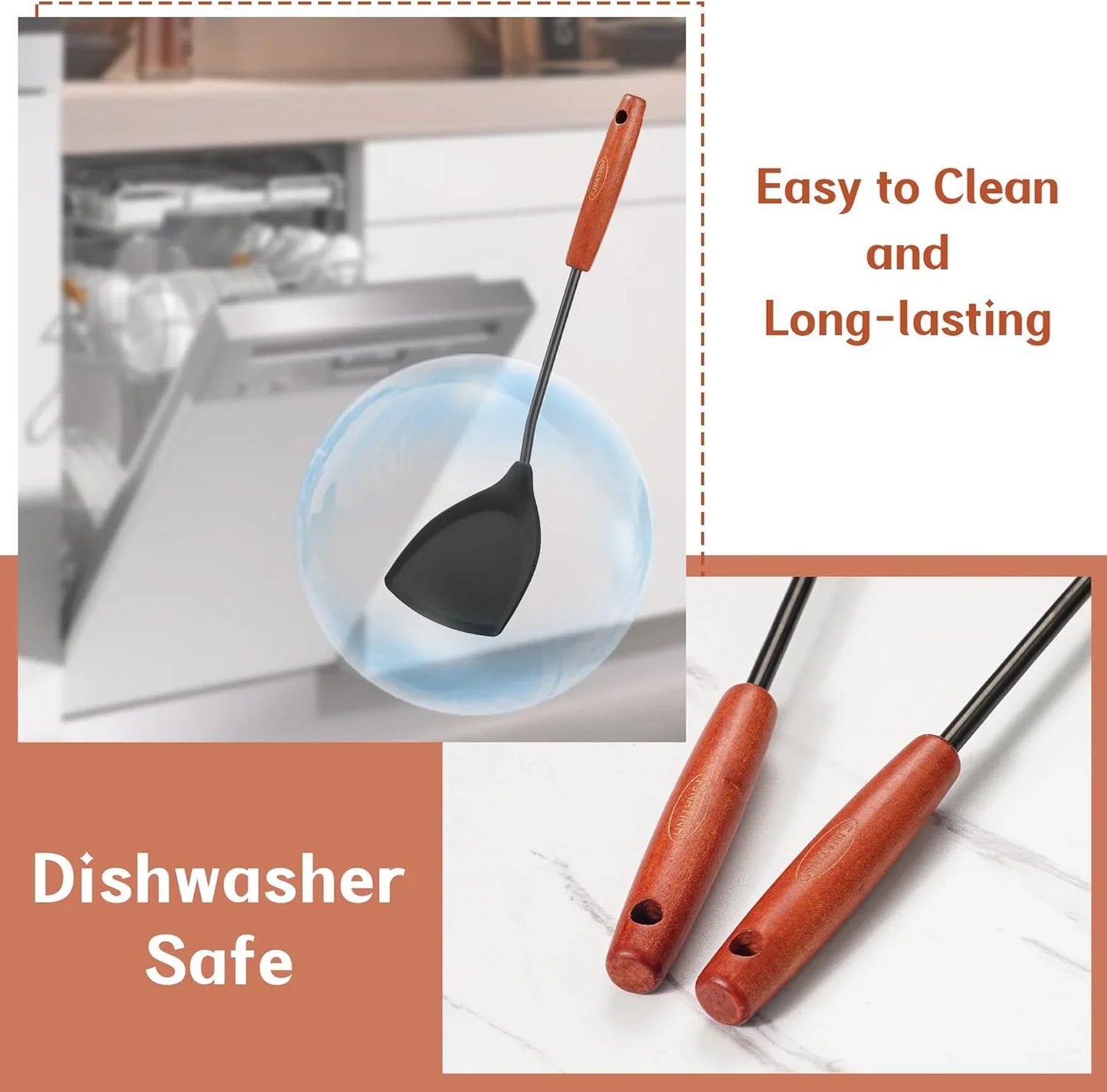 Wok Tools, Wok Utensil,Wok Spatula,Ladle,Skimmer Tool Set,Non Stick Heat-Resistant Silicone Cooking Utensils BPA Free Kitchen Utensils Cookware, Pack of 3,Black