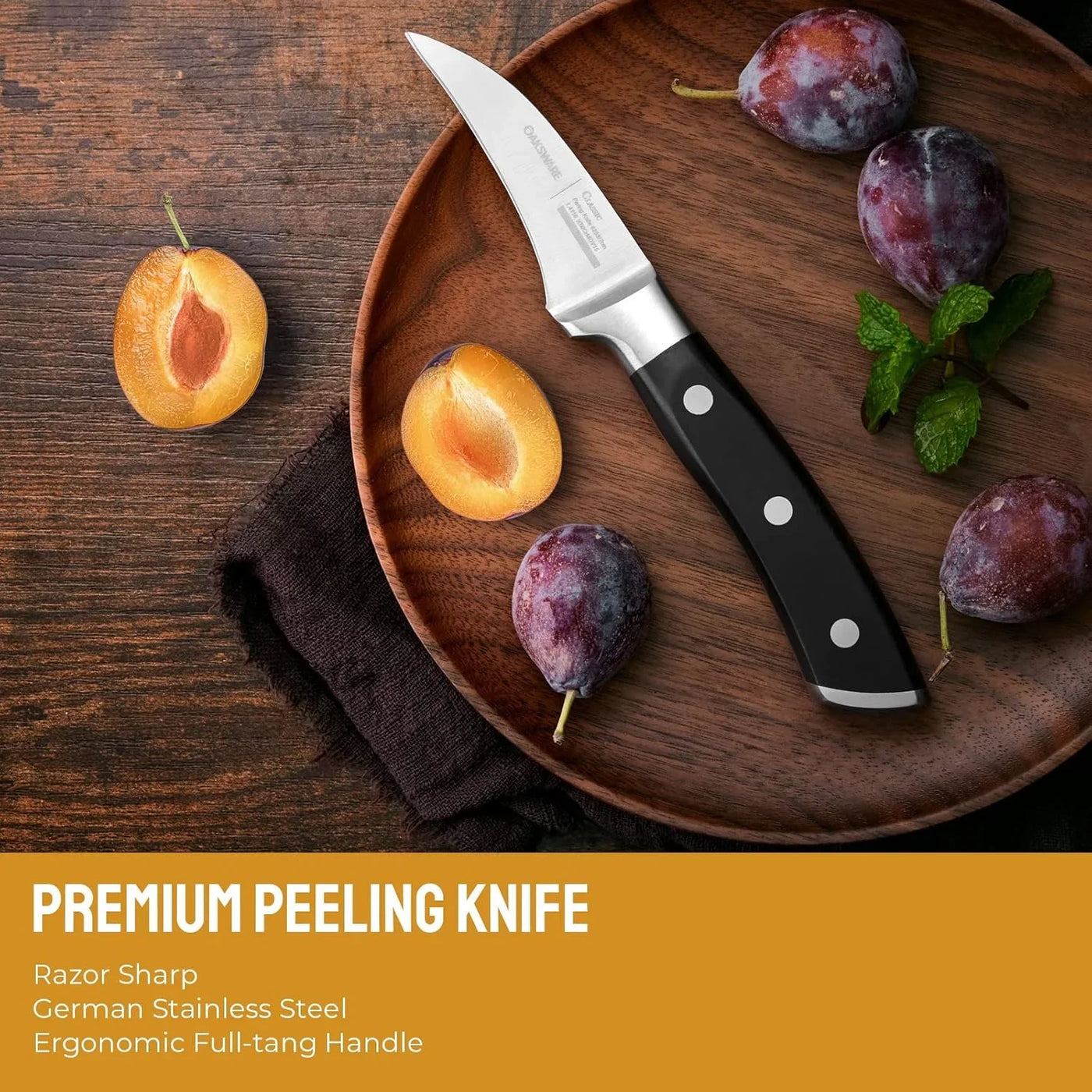 Bird Beak Paring Knife, 2.75 Inch Peeling Knives German Stainless Steel Small Curved Fruit Knifes, Razor Sharp Kitchen Pairing Knives with Ergonomic and Full Tang Handle
