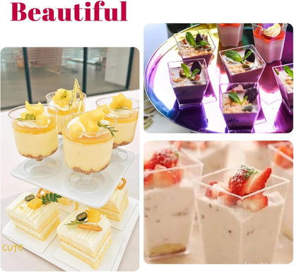 300 Pack Clear Plastic Dessert Cups(5 Oz),Disposable Parfait Cups for Pudding, Fruit and Ice Cream,Mini Shooter Cups with Spoons for Party,Appetizer Cups