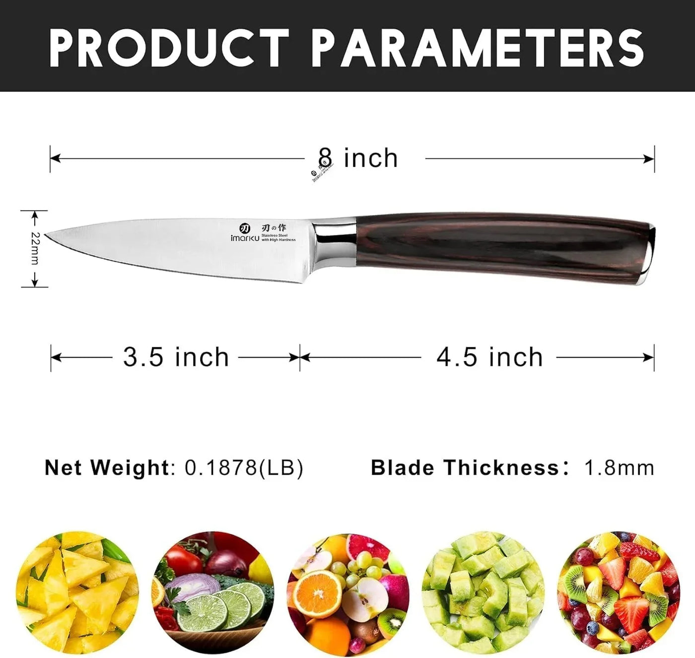 Paring Knife - Paring Knives, 3.5 Inch Small Kitchen Knifes - Japanese High Carbon Stainless Steel Fruit Knife, Ergonomic Pakkawood Handle, Ultra Sharp Blade, Unique Gifts for Men and Women