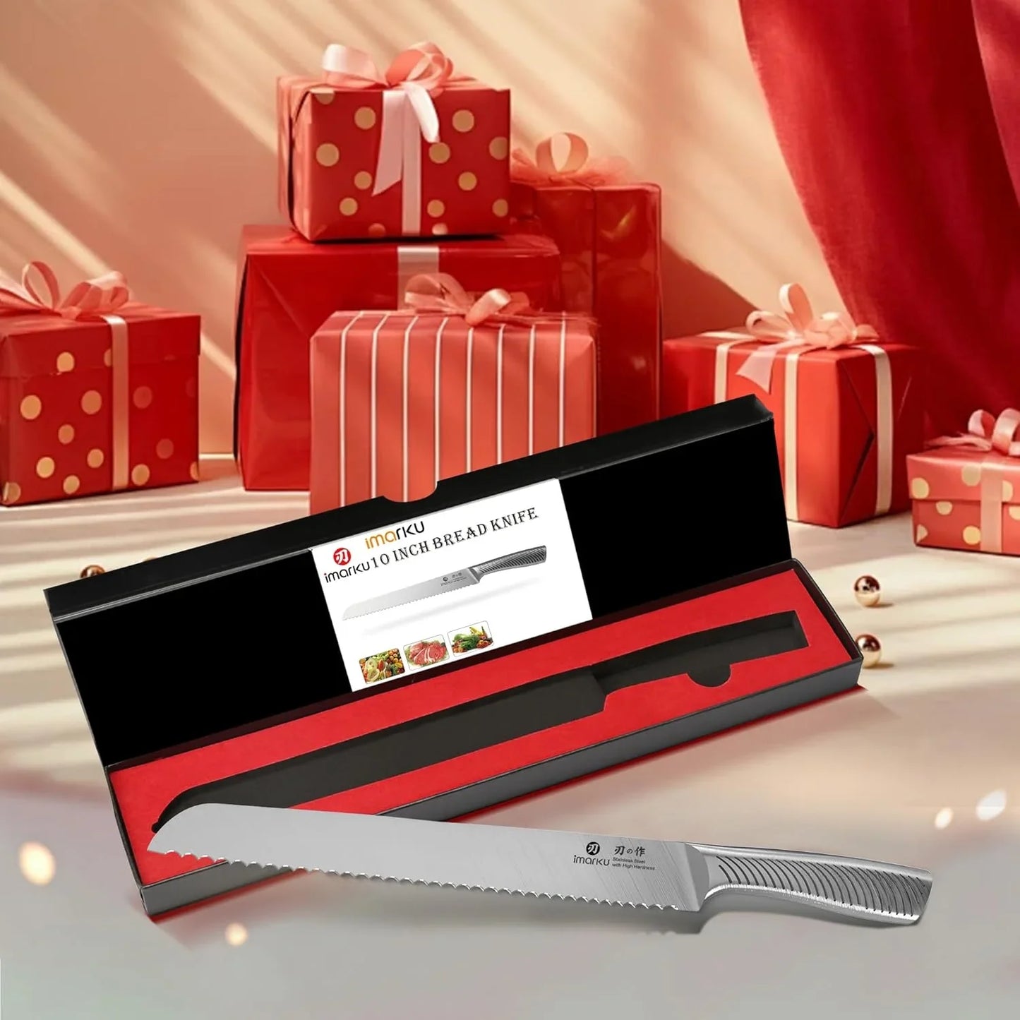 Bread Knife 10 Inch: Japanese High Carbon Stainless Steel Professional Grade Serrated Bread Knife, Razor Sharp Edge Cake Knife for Homemade Bread/Bagels/Cake