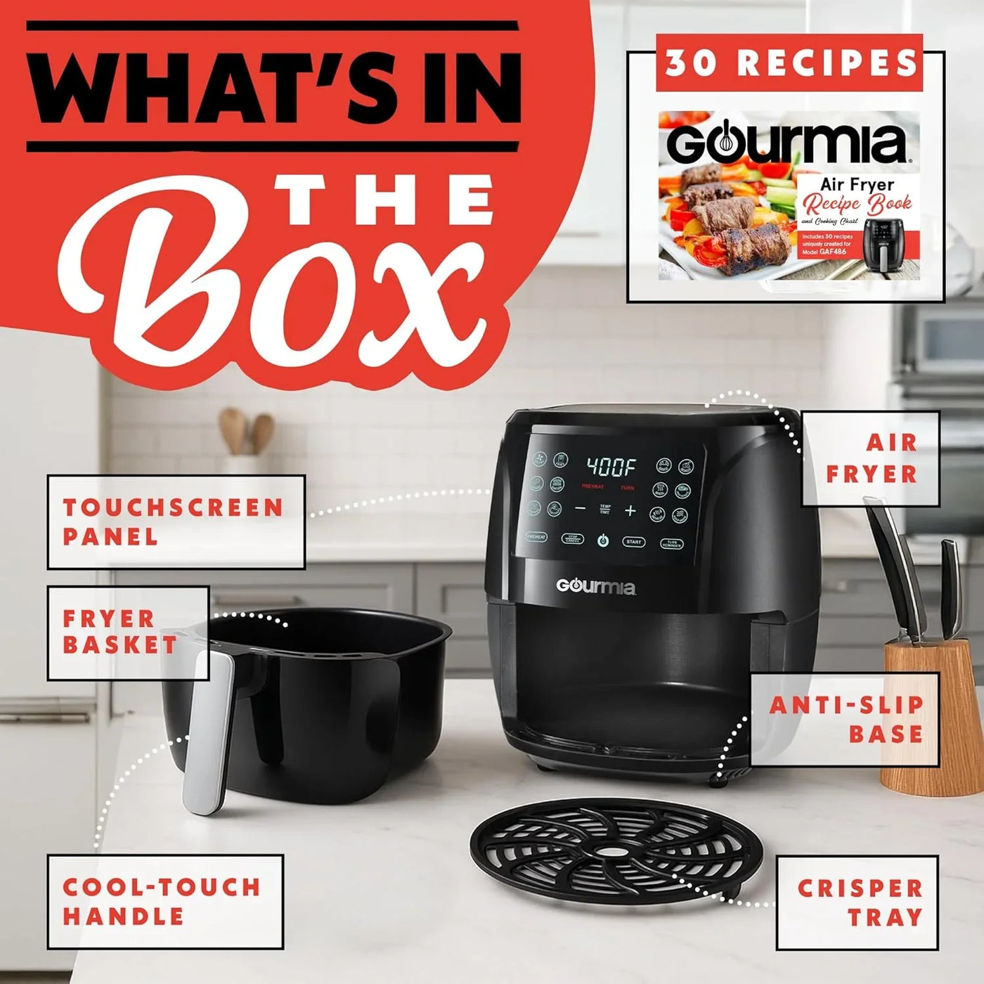 Air Fryer - 6 Qt Large Capacity, Fryforce 360º, Digital Display with 12 Presets, Roast, Bake, Broil, Dehydrate, Dishwasher Safe Accessories, Black