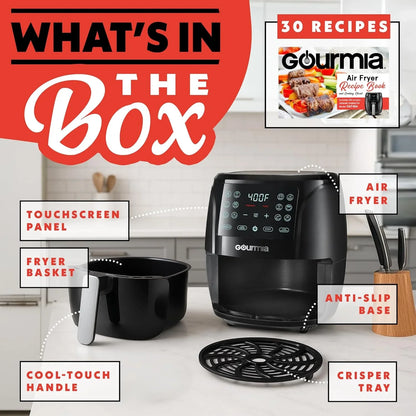 Air Fryer - 6 Qt Large Capacity, Fryforce 360º, Digital Display with 12 Presets, Roast, Bake, Broil, Dehydrate, Dishwasher Safe Accessories, Black