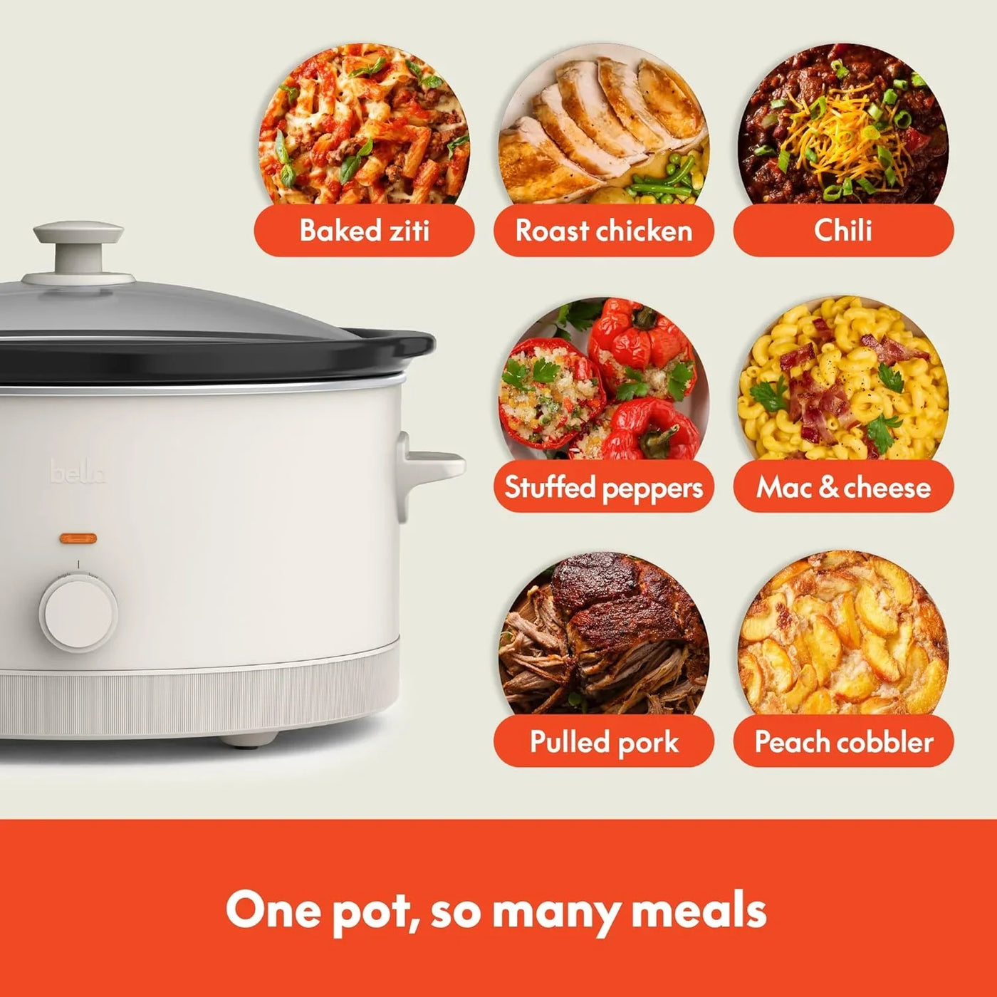 6.0 Qt Manual Slow Cooker, Ceramic Nonstick Coating, 3 Temperature Settings, Dishwasher Safe Stoneware Pot and Tempered Glass Lid, Cool Touch Handles & Tangle Free Cord Wrap, Oatmilk