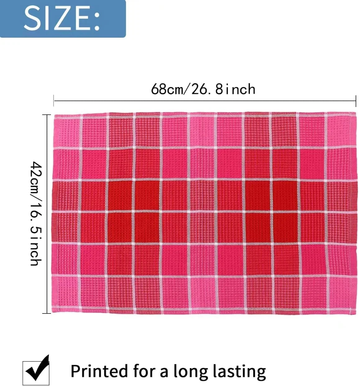 Bright Large Kitchen Towels, 4-Pack, 16 Inch X 26 Inch Buffalo Check Dish Towels for Washing Drying Dishes, Colorful Waffle Design Tea Towel Bar Towel, Buffalo