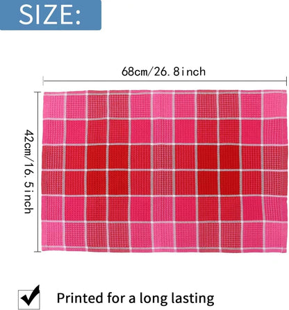 Bright Large Kitchen Towels, 4-Pack, 16 Inch X 26 Inch Buffalo Check Dish Towels for Washing Drying Dishes, Colorful Waffle Design Tea Towel Bar Towel, Buffalo