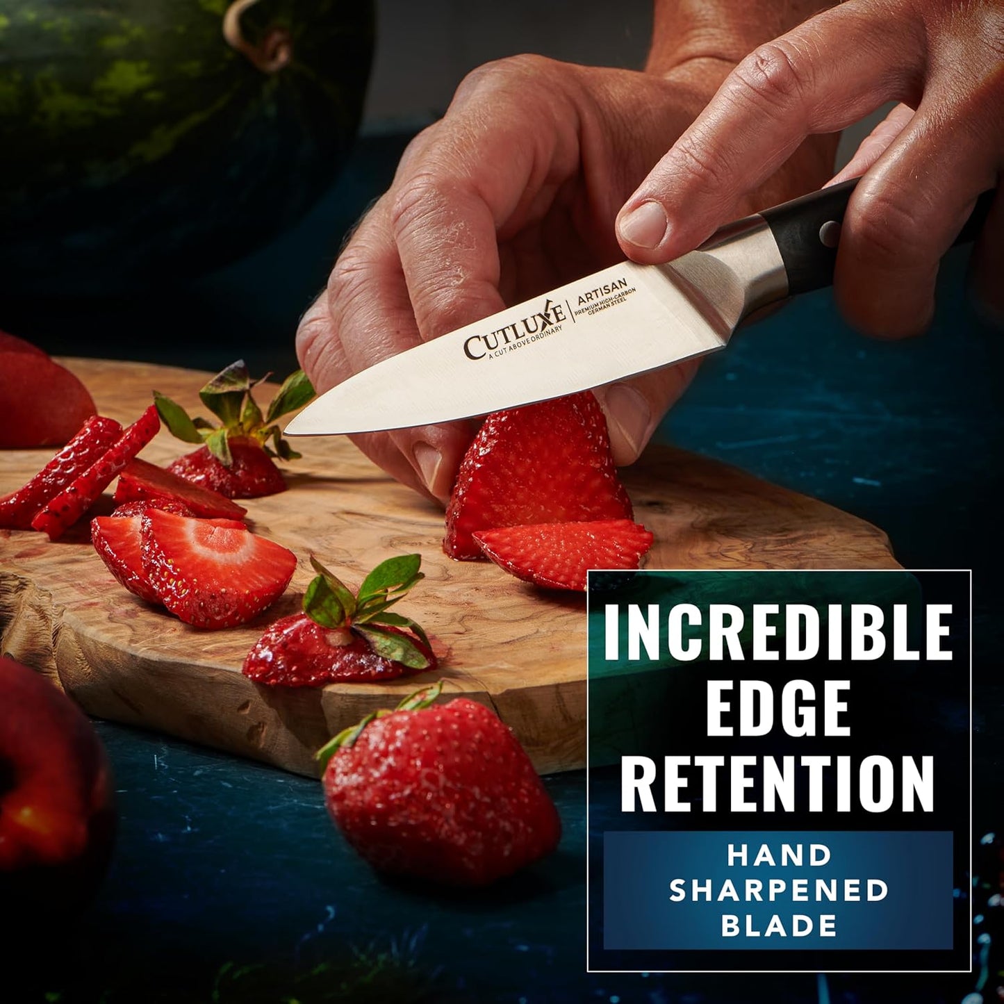 Paring Knife Set – 4" Fruit and 3" Peeling Knives – Small Knife with Razor Sharp Blade – High Carbon German Steel, Full Tang & Ergonomic Handle Design – Artisan Series