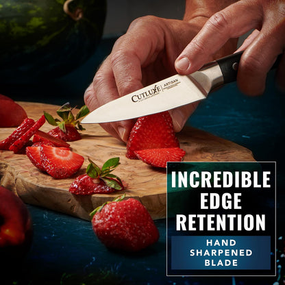 Paring Knife Set – 4" Fruit and 3" Peeling Knives – Small Knife with Razor Sharp Blade – High Carbon German Steel, Full Tang & Ergonomic Handle Design – Artisan Series