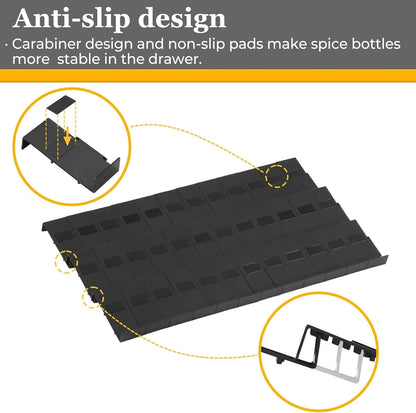 Spice Drawer Organizer, 36PCS Interlocking Expandable Seasoning Rack Tray Insert for Kitchen Drawers, Spice Rack Drawer for Spice Jars