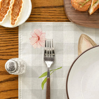 Buffalo Plaid Bunny Rabbit Ears Flower Easter Placemats for Dining Table, 12 X 18 Inch Spring Summer Seasonal Holiday Rustic Vintage Washable Table Mats Set of 4
