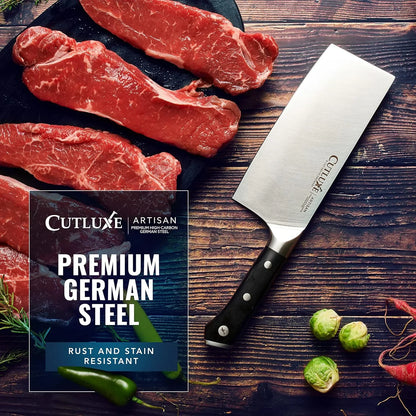Cleaver Knife - 7" Meat Cleaver, Butcher Knife for Meat Cutting – German Steel Blade, Full Tang, Ergonomic Handle Design – Artisan Series