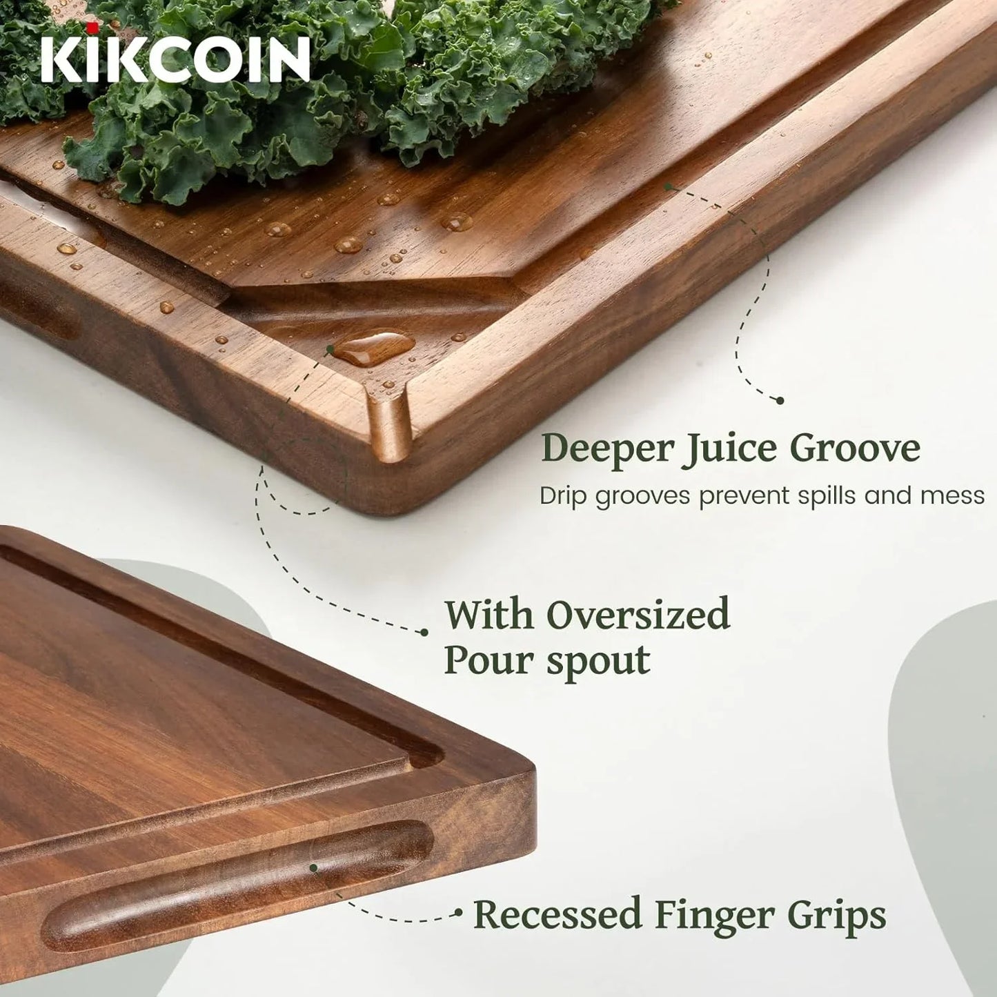 Wood Cutting Boards for Kitchen, 3 PCS Wooden Cutting Board Set with Holder, Chopping Board with Built-In Compartments and Juice Groove, Solid Charcuterie Board Serving Tray Wood Butcher Block