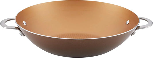 Curry Home Collection Nonstick Wok/Stir Fry Pan/Wok Pan - 14 Inch, Brown Sugar