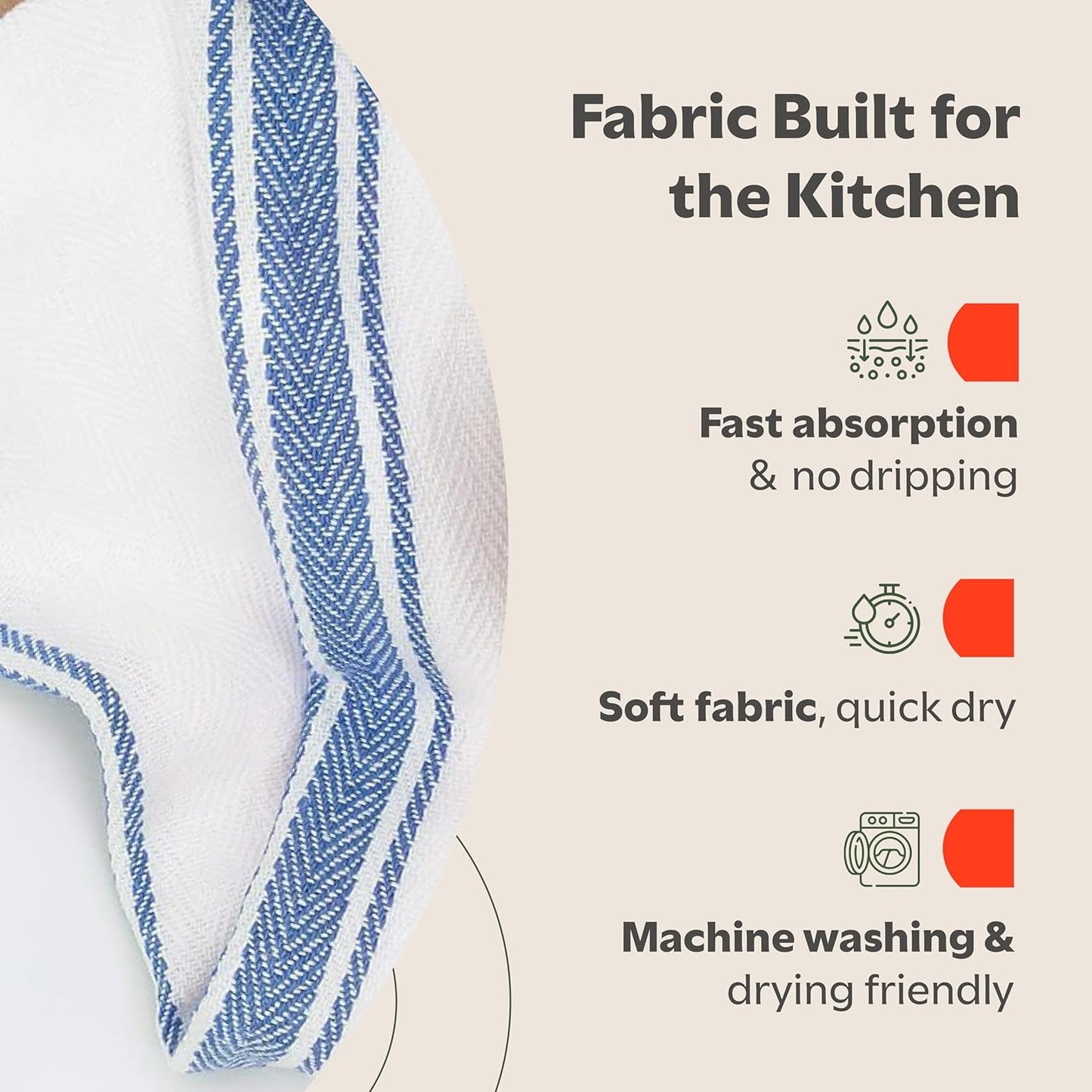 Classic Dish Towels - 15 Pack - 14" by 25" - 100% Cotton Kitchen Towels - Reusable Bulk Cleaning Cloths - Blue Hand Towels - Super Absorbent - Machine Washable