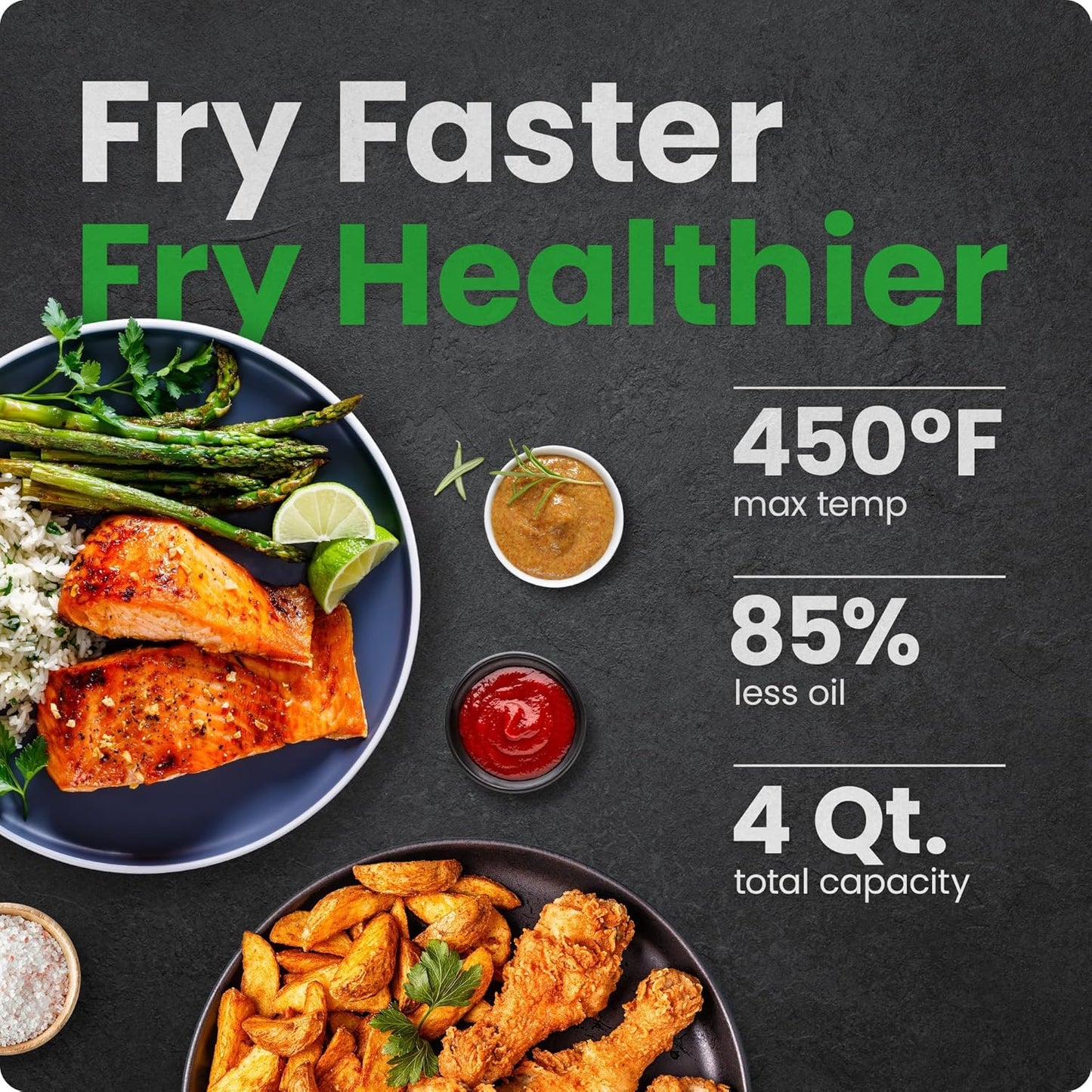 Air Fryer – 4 QT Compact Airfryer for Quick & Easy Meals in Minutes, Features Hi-Fry Technology for Extra Crisp, Touchscreen Controls with 4 Presets, Nonstick & Dishwasher Safe Basket - Black